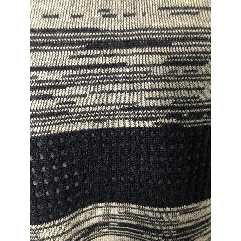Belldini Women's Open Front Cardigan Sweater Size M Navy White Striped Open Knit